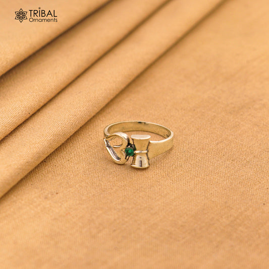 925 sterling silver vintage customized design shiva trident trishul ring band, excellent customized pretty ring unisex jewelry sr280
