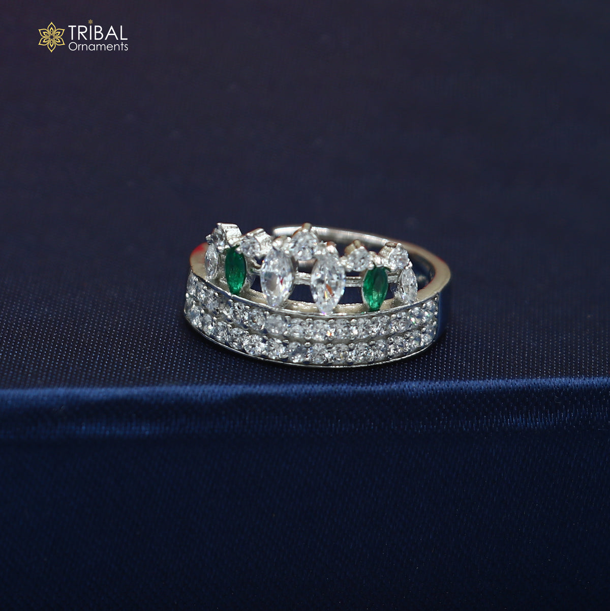 925 sterling silver crown style cz stone ring sr839