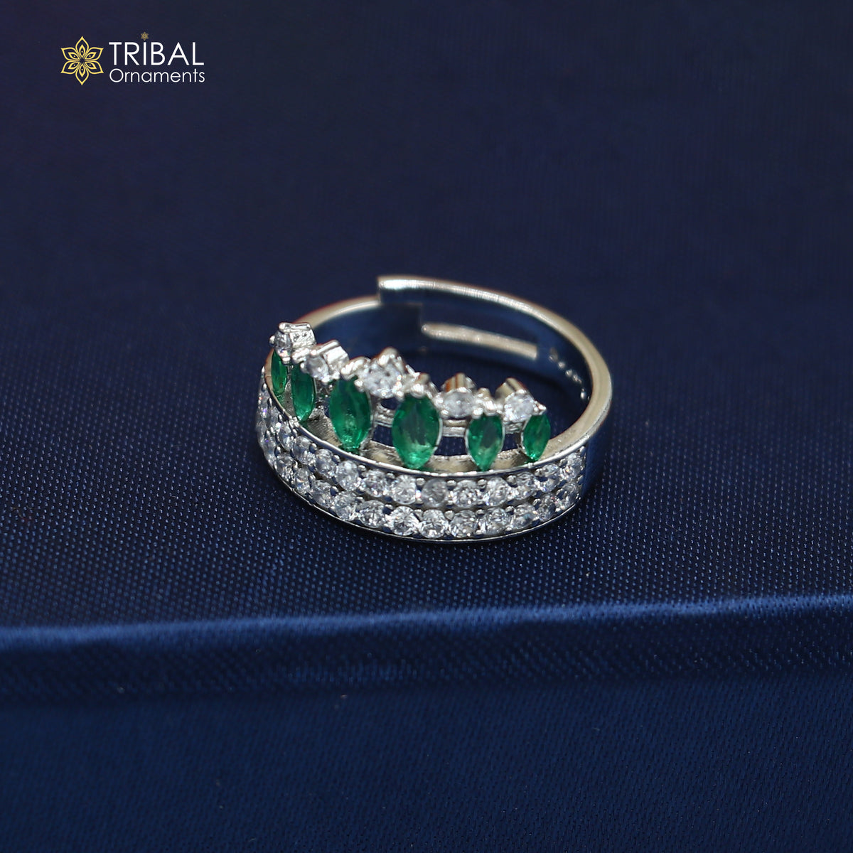 925 sterling silver crown style cz stone ring sr840