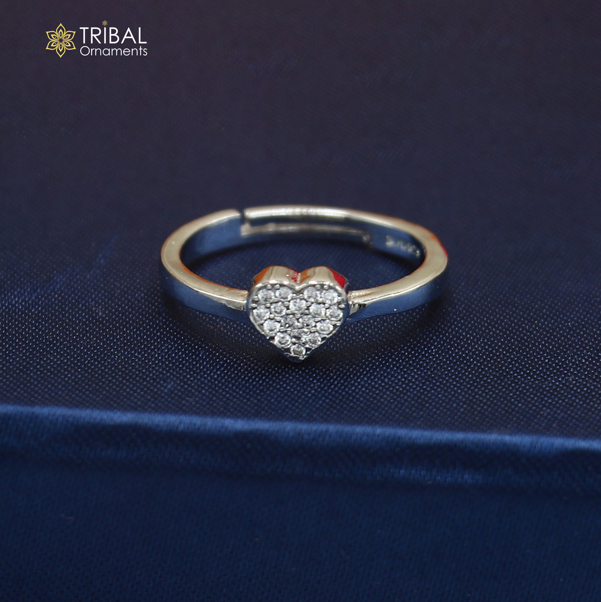 925 sterling silver heart design cz stone ring sr853