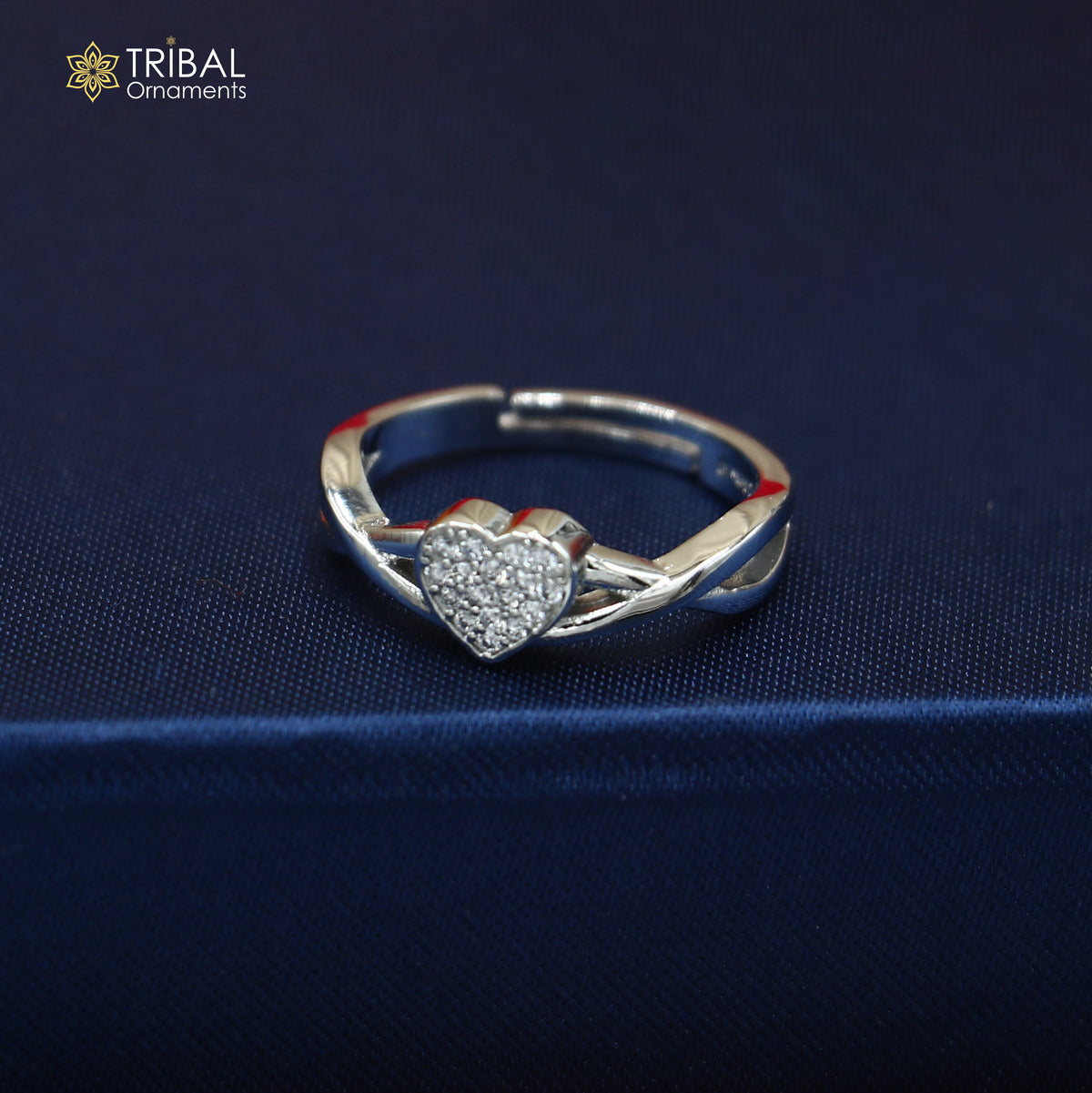 925 sterling silver heart design cz stone ring sr858