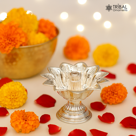 Sterling silver handmade gorgeous lamp oil lamp for home temple decoration gorgeous article collectible sst06