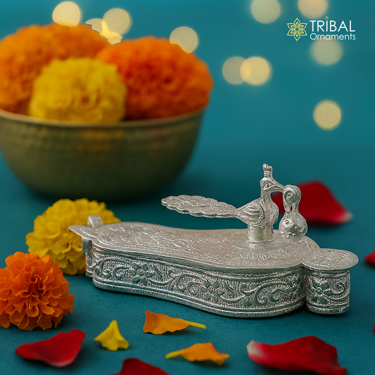 925 sterling silver handmade fabulous unique design peacock trinket box, brides gift, casket box silver article, silver utensils stb161