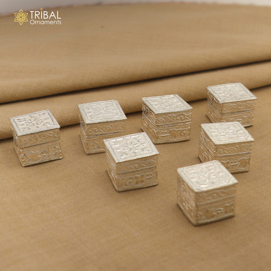 Lot boxes 925 sterling silver trinket box, kajal box/casket box bridal square shape box collection, eyeliner box wedding gifting stb349