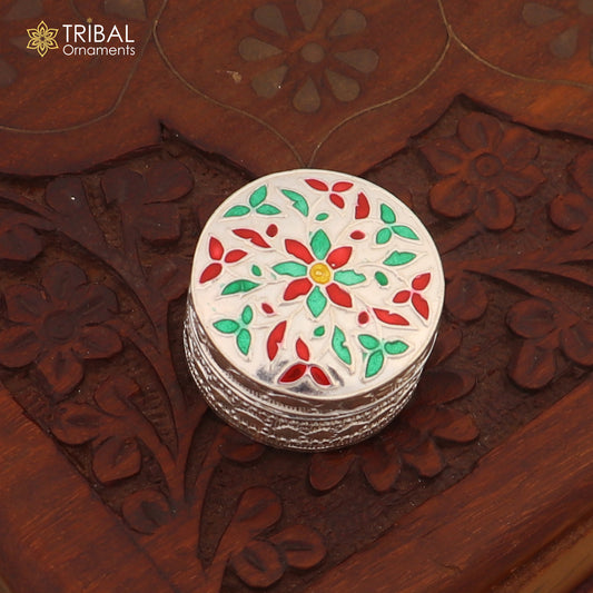 925 sterling silver trinket box, kajal box/casket box round eye liner surma box collection, container box, eyeliner box gifting art stb725