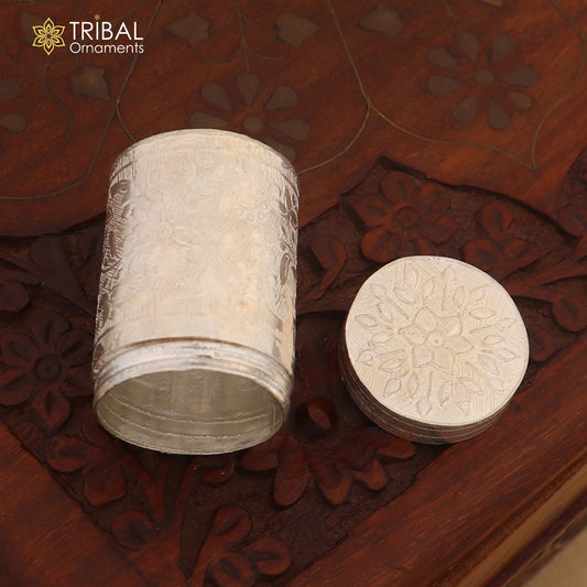 925 sterling silver trinket box, kajal box brides flower design box , tobacco box stb858