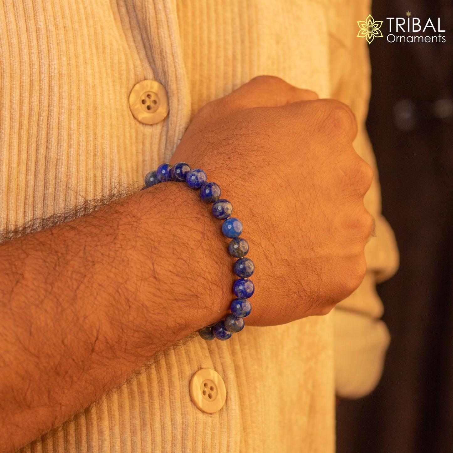 8 MM lapis lazuli natural crystal stone beaded handmade bracelet, customized unisex Jewelry,stnbr152 - TRIBAL ORNAMENTS
