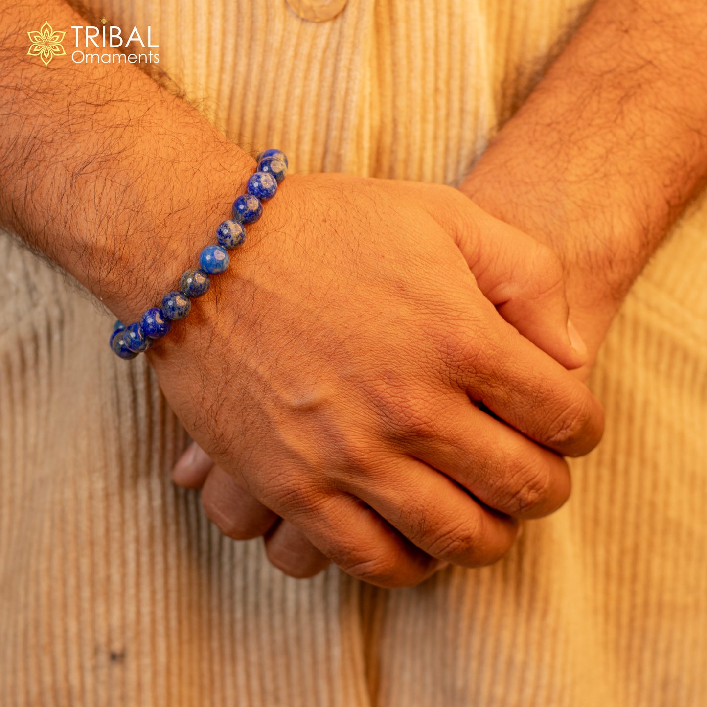 8 MM lapis lazuli natural crystal stone beaded handmade bracelet, customized unisex Jewelry,stnbr152 - TRIBAL ORNAMENTS