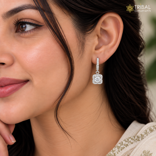 925 sterling silver squire design cz stone hanging earring jewelry er370