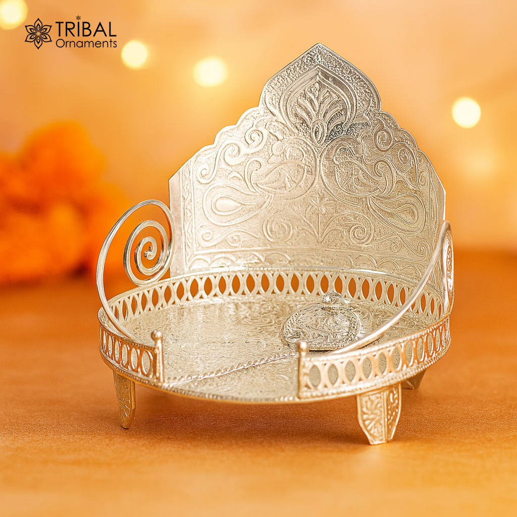 925 sterling silver sterling Sinhasan, singhasan idol god throne, god statue's divine chair, temple puja article collectible article su1112