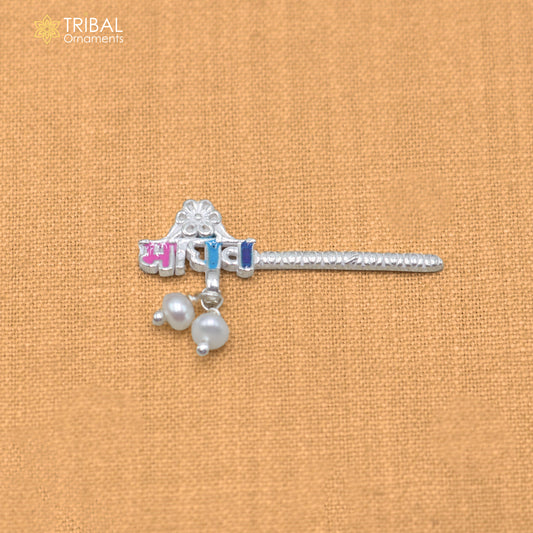 925 sterling silver stone design bansuri laddu Gopala flute, Krishna flute su1438