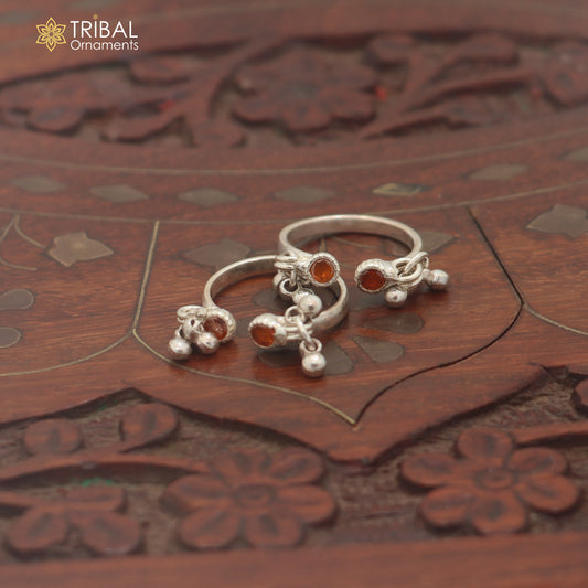 Sterling silver Laddu Gopala Krishna bangle with plain stone design, traditional jewelry by TRIBAL ORNAMENTS.