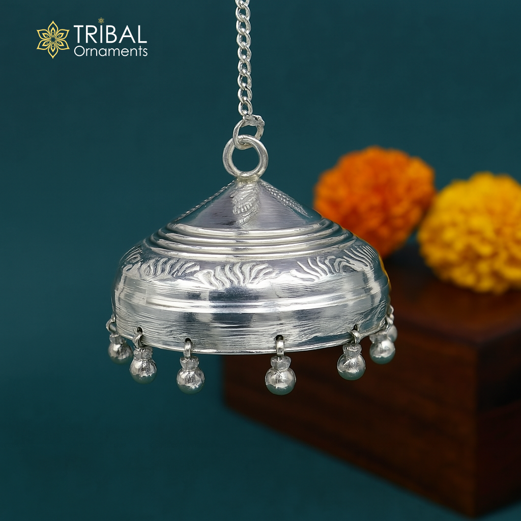 925 sterling silver idol's chattar or chhatra, silver umbrella god temple art, hand craved Solid silver temple article, temple utensils su630
