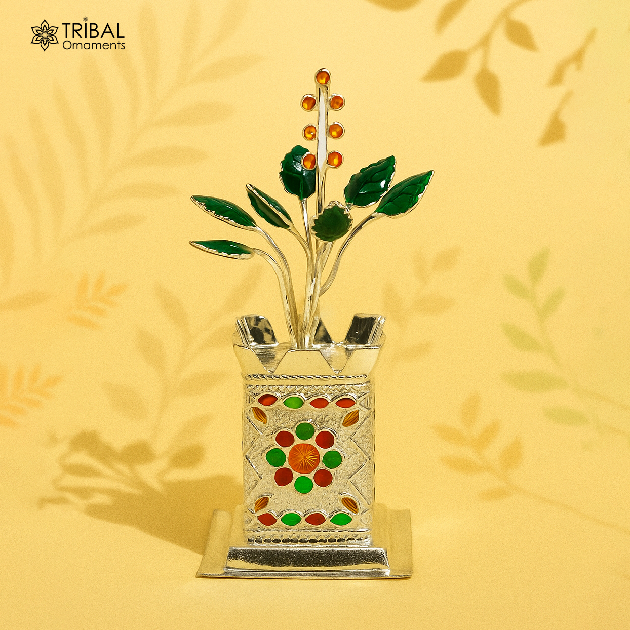 925 sterling silver handmade small tulsi plant basil rosary plant, puja temple article, excellent customized silver utensils article su924