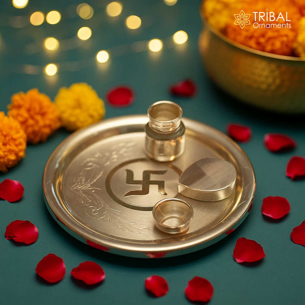 999 fine pure sterling silver handmade plate Puja Thali excellent design plane Puja plate tray for Home temple decor art Arti vessel sv01