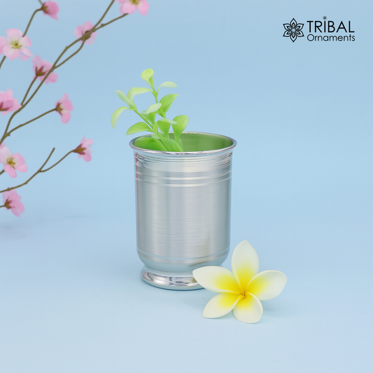 Pure 999 fine silver handmade vessel, water/milk Glass tumbler, silver flask, baby kids silver utensils stay healthy gift article  sv104