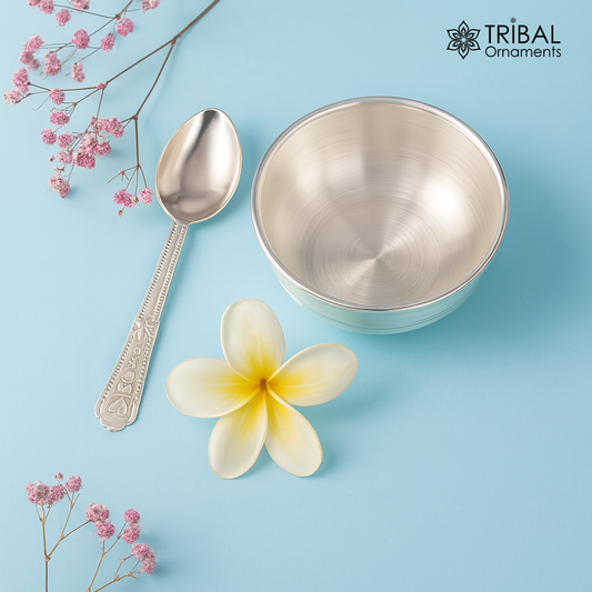 999 pure fine silver handmade utensils, silver article, silver vessel, silver accessories, silver puja art, silver baby bowl set sv105