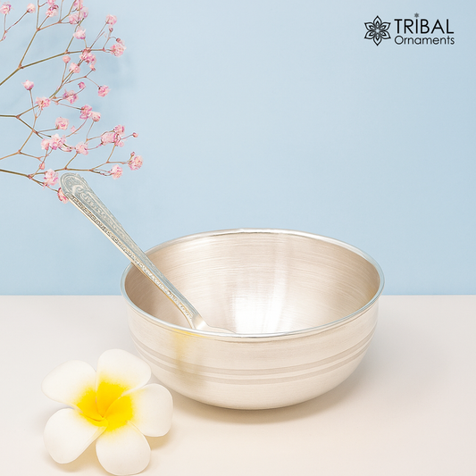 999 pure fine silver handmade utensils, silver article, silver vessel, silver accessories, silver puja art, silver baby bowl set sv106