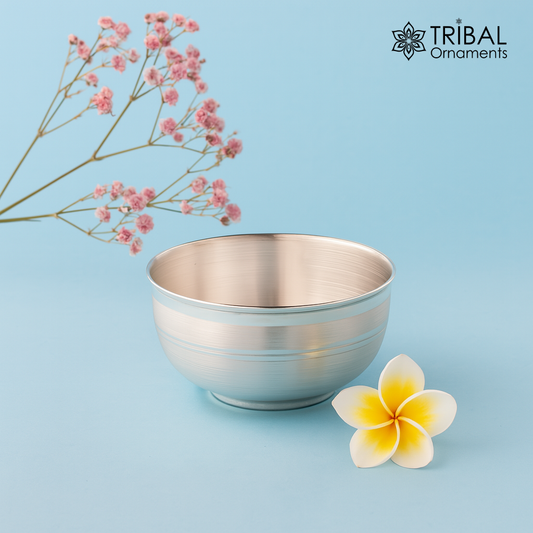 999 fine silver bowl/Tray set , silver vessel, silver baby utensils, silver puja article, gifting utensils from india sv115