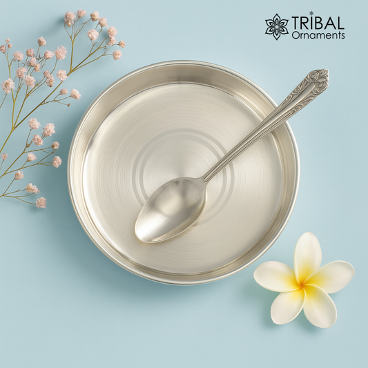 999 fine silver handmade solid plate/ tray, best gifting baby set for baby feeding, silver utensils, silver articles , puja utensils sv116