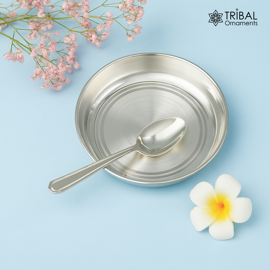 Pure 999 fine silver handmade plate or tray, best baby gifting food serving plate, silver utensils, silver vessel, silver article sv153