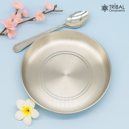 Pure 999 fine silver handmade plate or tray, best baby gifting food serving plate, silver utensils, silver vessel, silver article sv154
