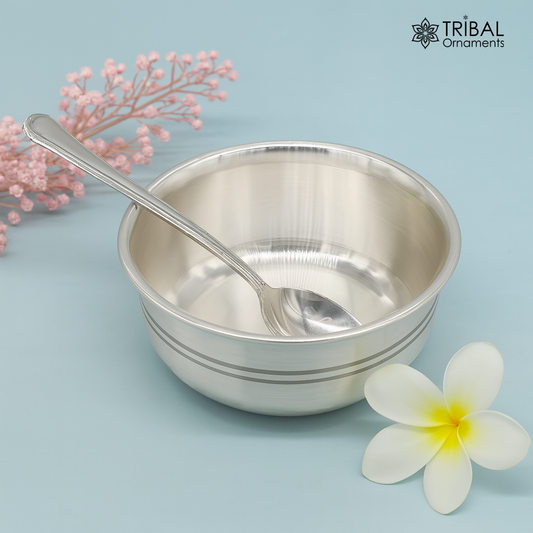 999 fine solid silver handmade small bowl for baby food, pure silver vessels, silver utensils, home and kitchen accessories India sv221