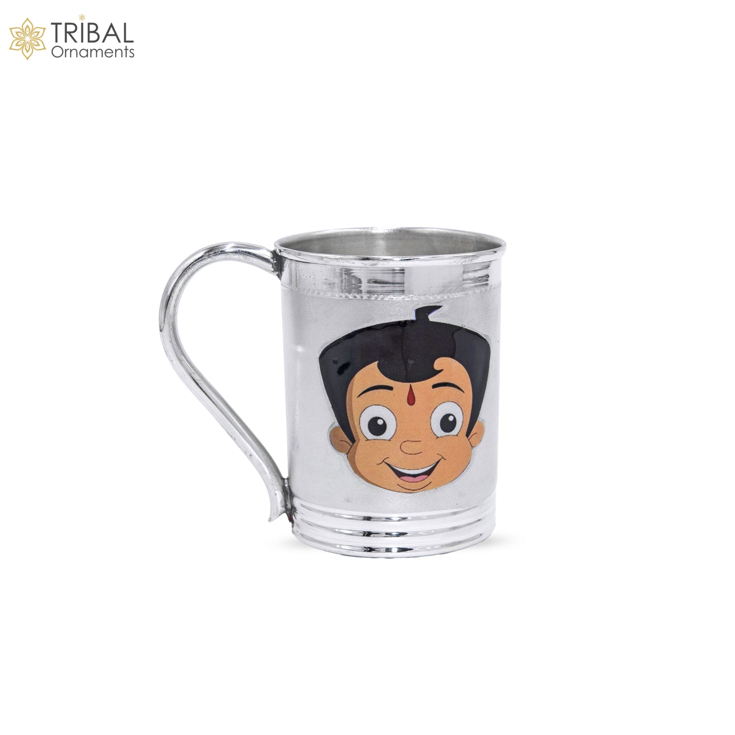 925 sterling silver handmade Chota bheem cartoon design coffee cup or water milk cup tumbler, silver baby food flask, silver kids utensils gift sv302 - TRIBAL ORNAMENTS