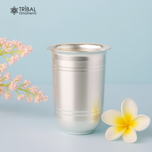 pure 999 fine silver handmade vessels, water/milk Glass tumbler, silver flask, baby kids silver utensils stay healthy from bacteria sv35