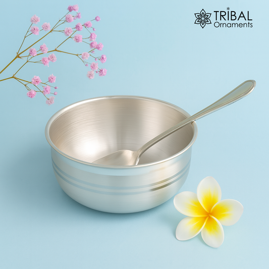 99.9 pure sterling silver handmade solid silver bowl kitchen utensils, vessels, silver has antibacterial properties, keep stay healthy sv51