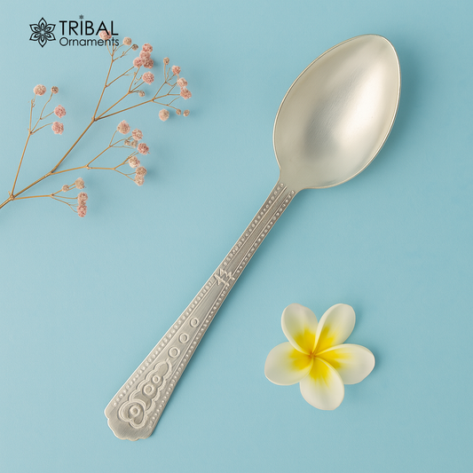 Pure sterling silver handmade solid silver spoon kitchen utensils, vessels, silver has antibacterial properties, keep stay healthy sv57