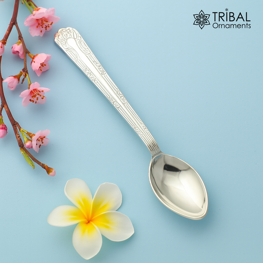 fabulous sterling silver handmade solid silver4.2" spoon kitchen utensils, vessels, silver has antibacterial properties, stay healthy sv61