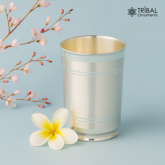 Pure 999 fine silver handmade vessels, water/milk Glass tumbler, silver flask, baby kids silver utensils stay healthy water glass sv71