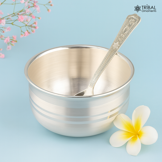 Plain design handmade 999 solid silver bowl, silver vessels, silver utensils, solid silver baby bowl for medical use for health gifting sv80