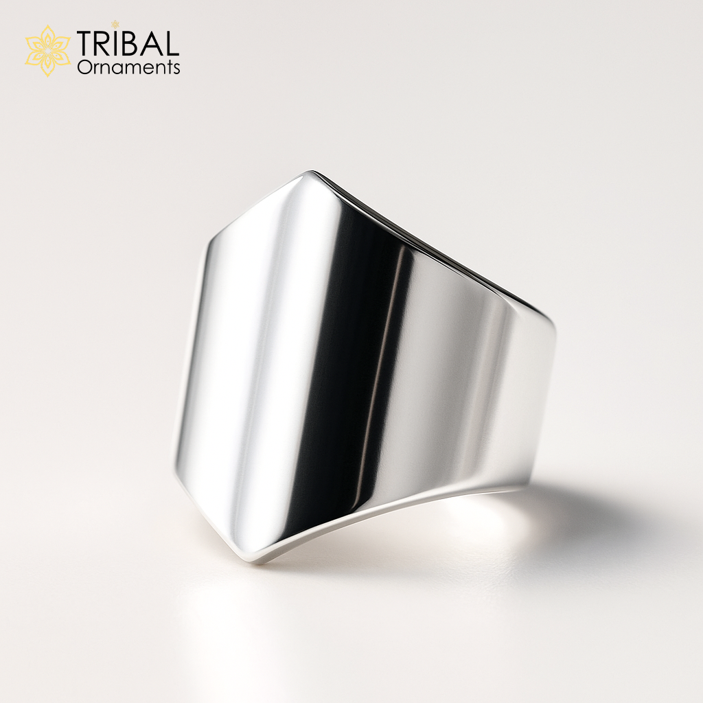 Chunky Wide shiny stylish adjustable ring 925 sterling silver ring Jewelry sr804 - TRIBAL ORNAMENTS