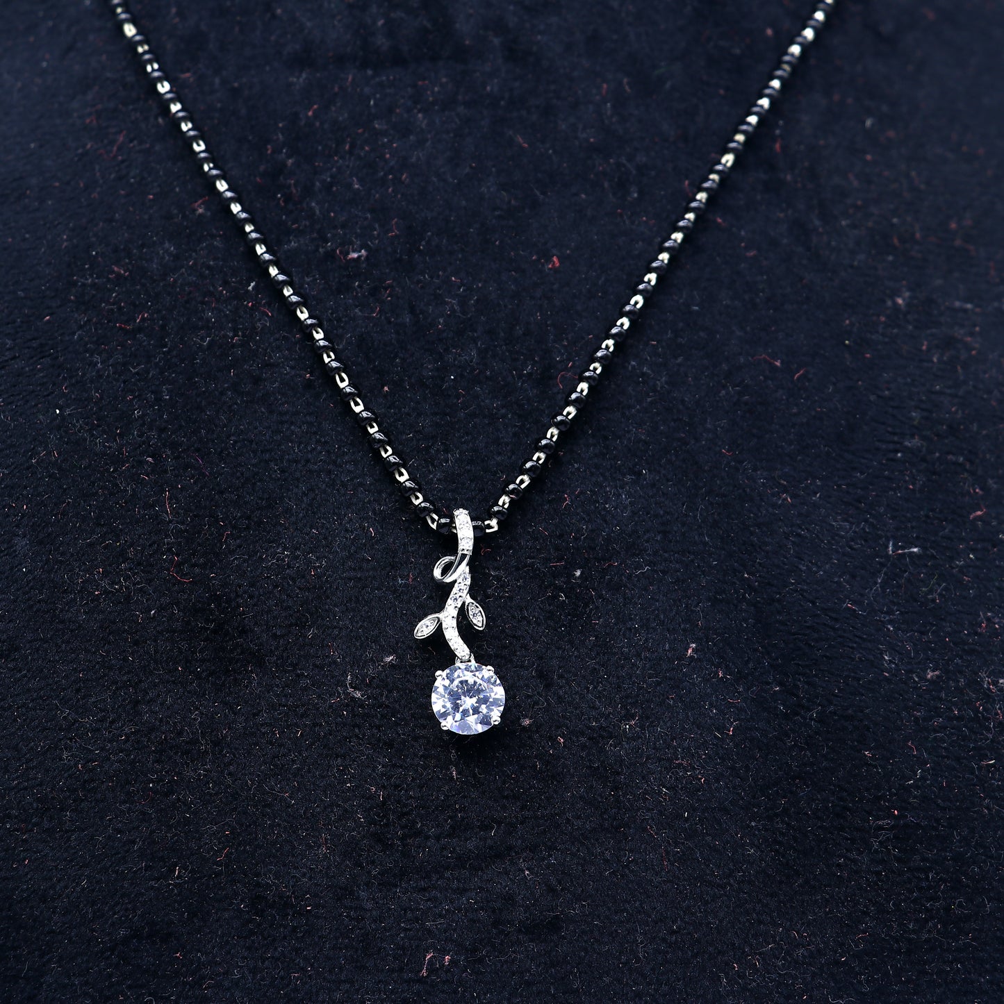 925 sterling silver diamond Mangalsutra pendant, best women's girl's gifting jewelry ms78 - TRIBAL ORNAMENTS