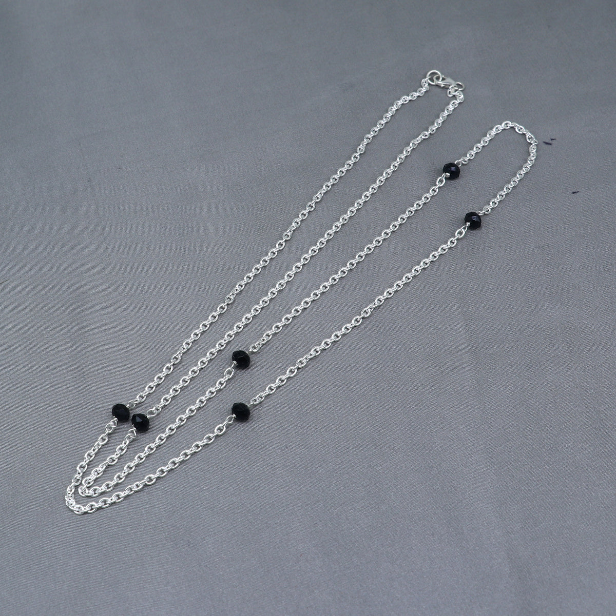 Pure 925 sterling silver black beaded chain necklace and vintage antique silver ball style pendant Mangalsutra ms122 - TRIBAL ORNAMENTS