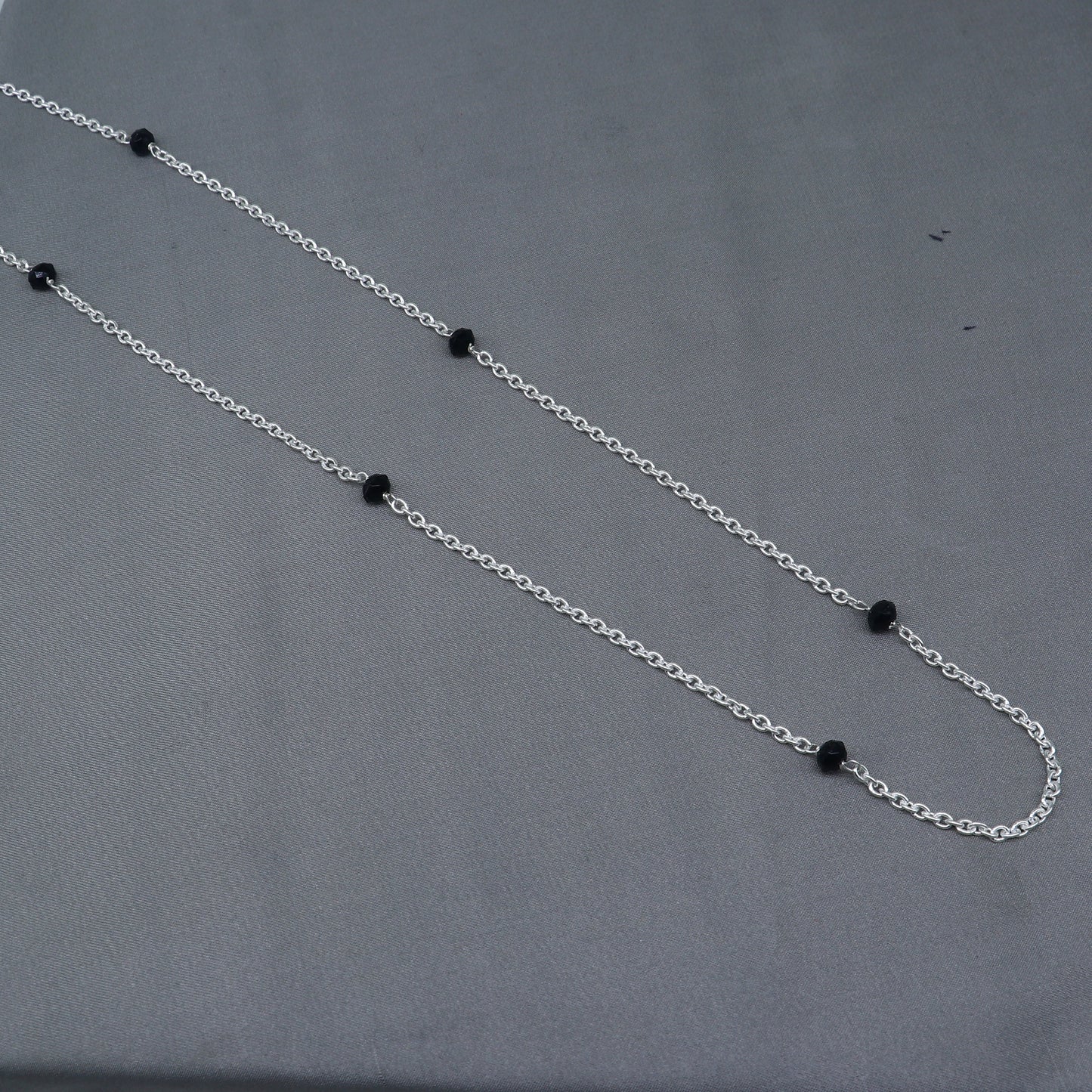 Pure 925 sterling silver black beaded chain necklace and vintage antique silver ball style pendant Mangalsutra ms122 - TRIBAL ORNAMENTS