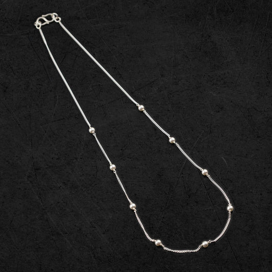 Pure 925 sterling silver pearl beads chain necklace, vintage antique style Mangalsutra necklace ms 101 - TRIBAL ORNAMENTS