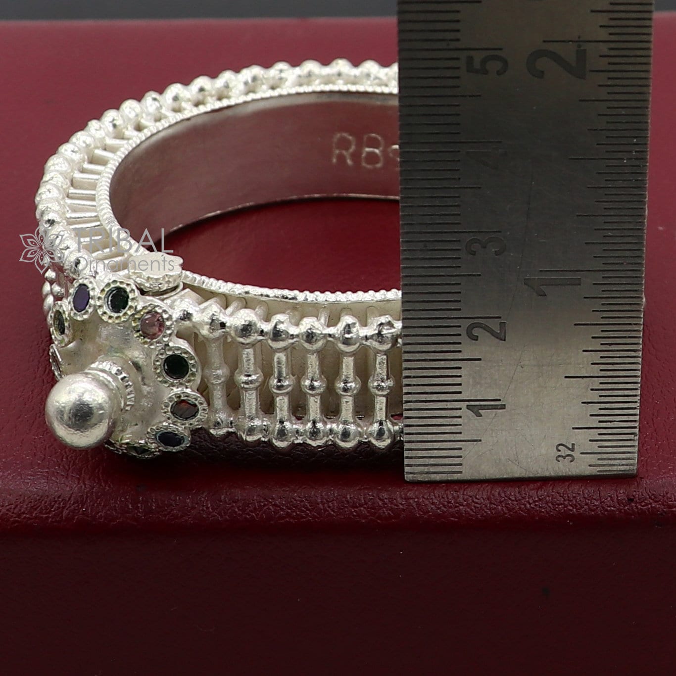Indian traditional 925 sterling silver bangle cuff with intricate cultural design, handmade vintage style for brides.