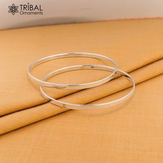 925 Sterling silver customized plain bangle kada tribal jewelry nsk936 - TRIBAL ORNAMENTS