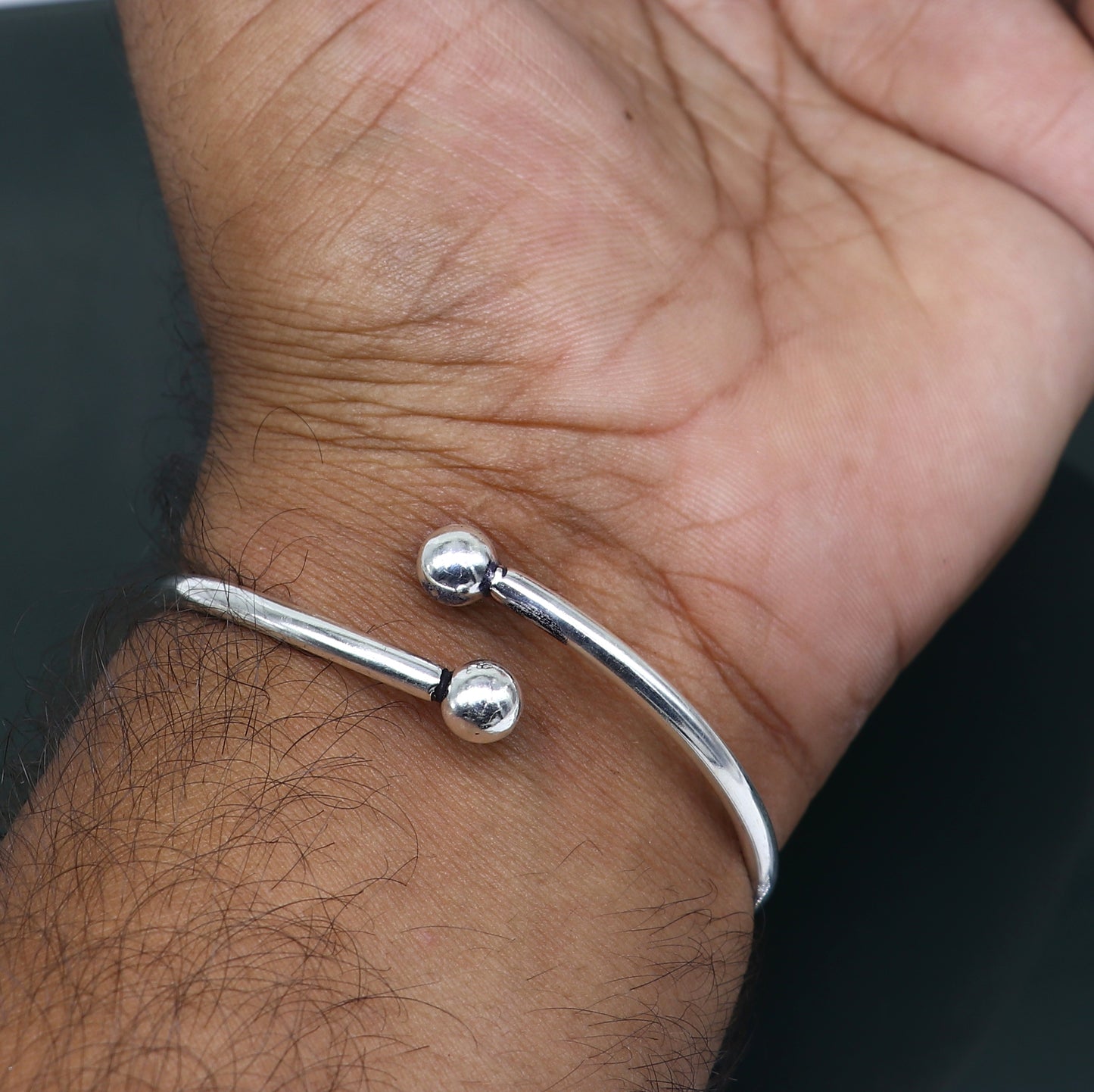 925 sterling silver handmade Ball design stylish kada bangle bracelet tribal jewelry nsk862 - TRIBAL ORNAMENTS