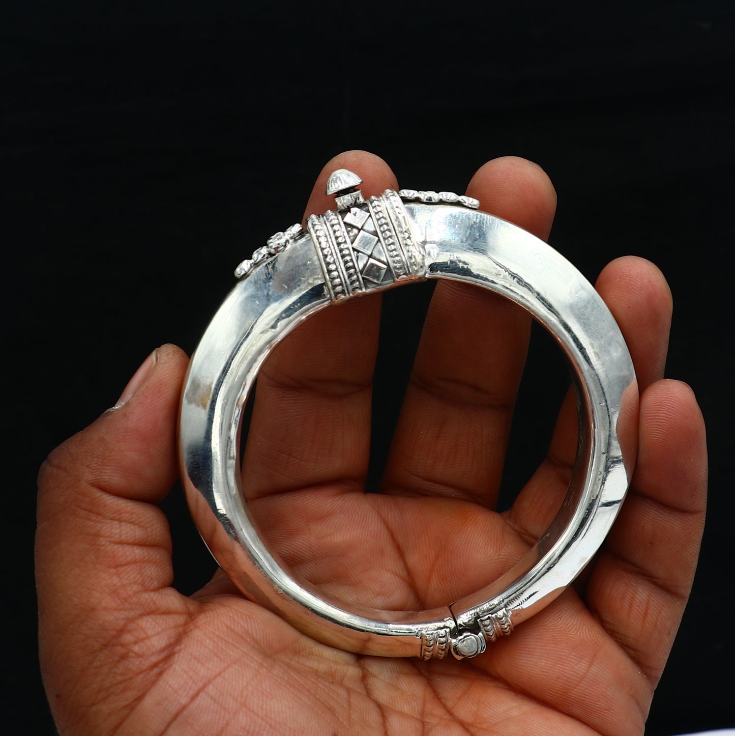 925 Sterling silver customized vintage design bangle kada tribal jewelry nsk918 - TRIBAL ORNAMENTS