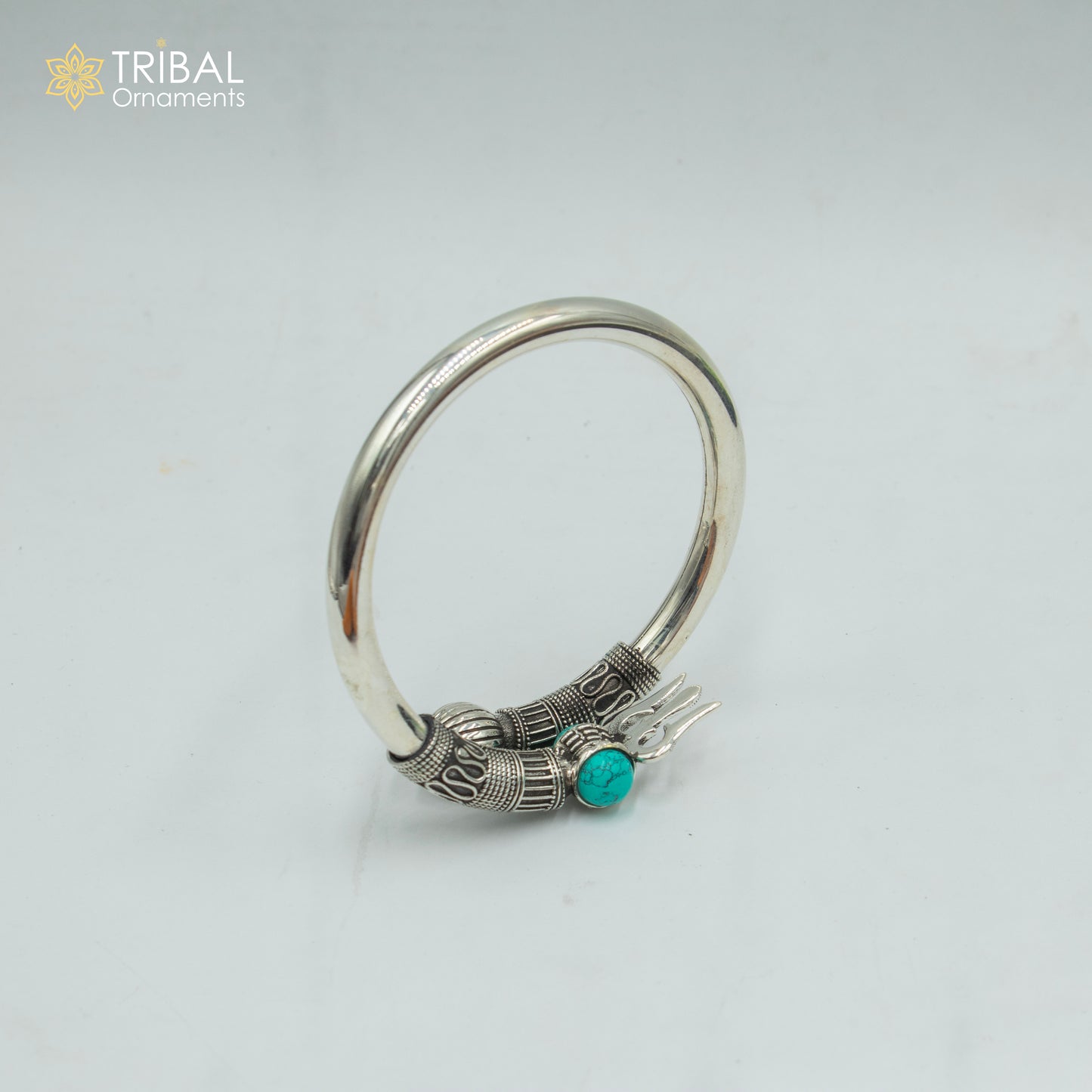 925 sterling handmade mahakal trident kada bracelet unisex kada nsk896 - TRIBAL ORNAMENTS