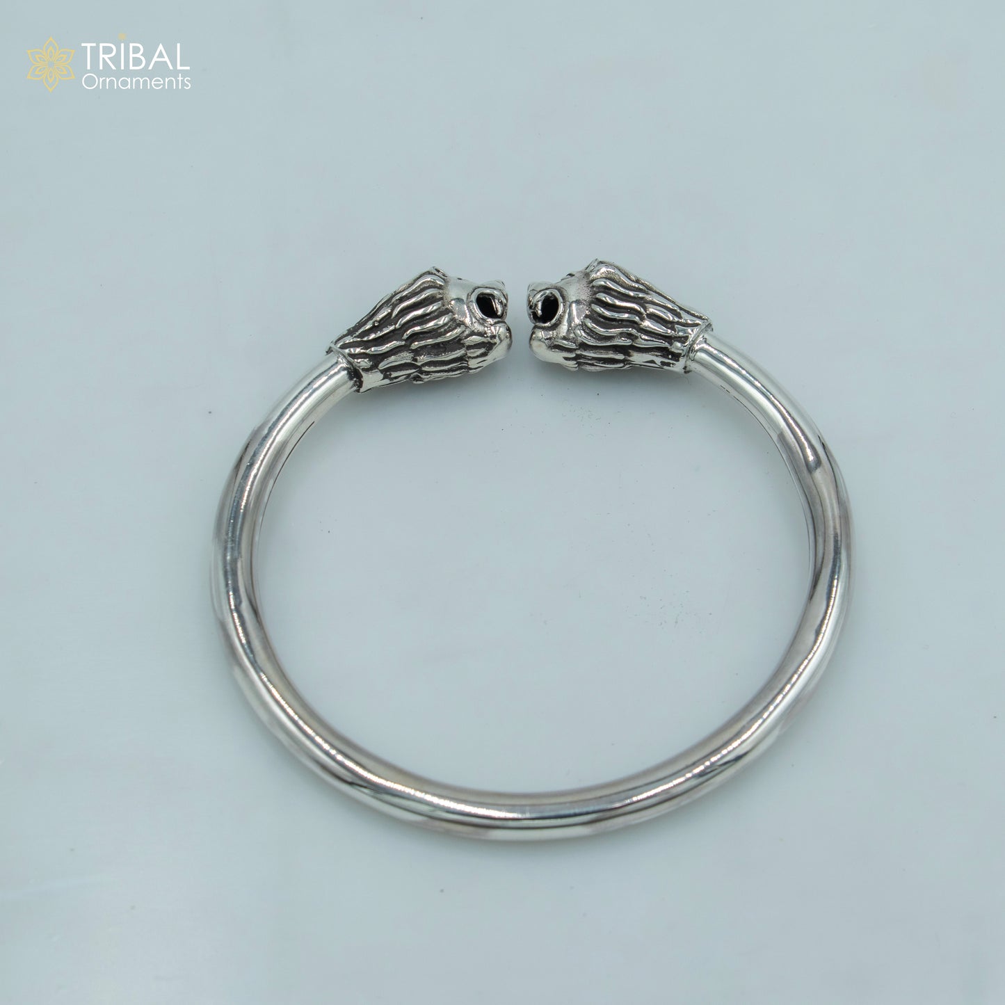 925 sterling silver handmade Lion face design plain bangle bracelet kada nsk890 - TRIBAL ORNAMENTS