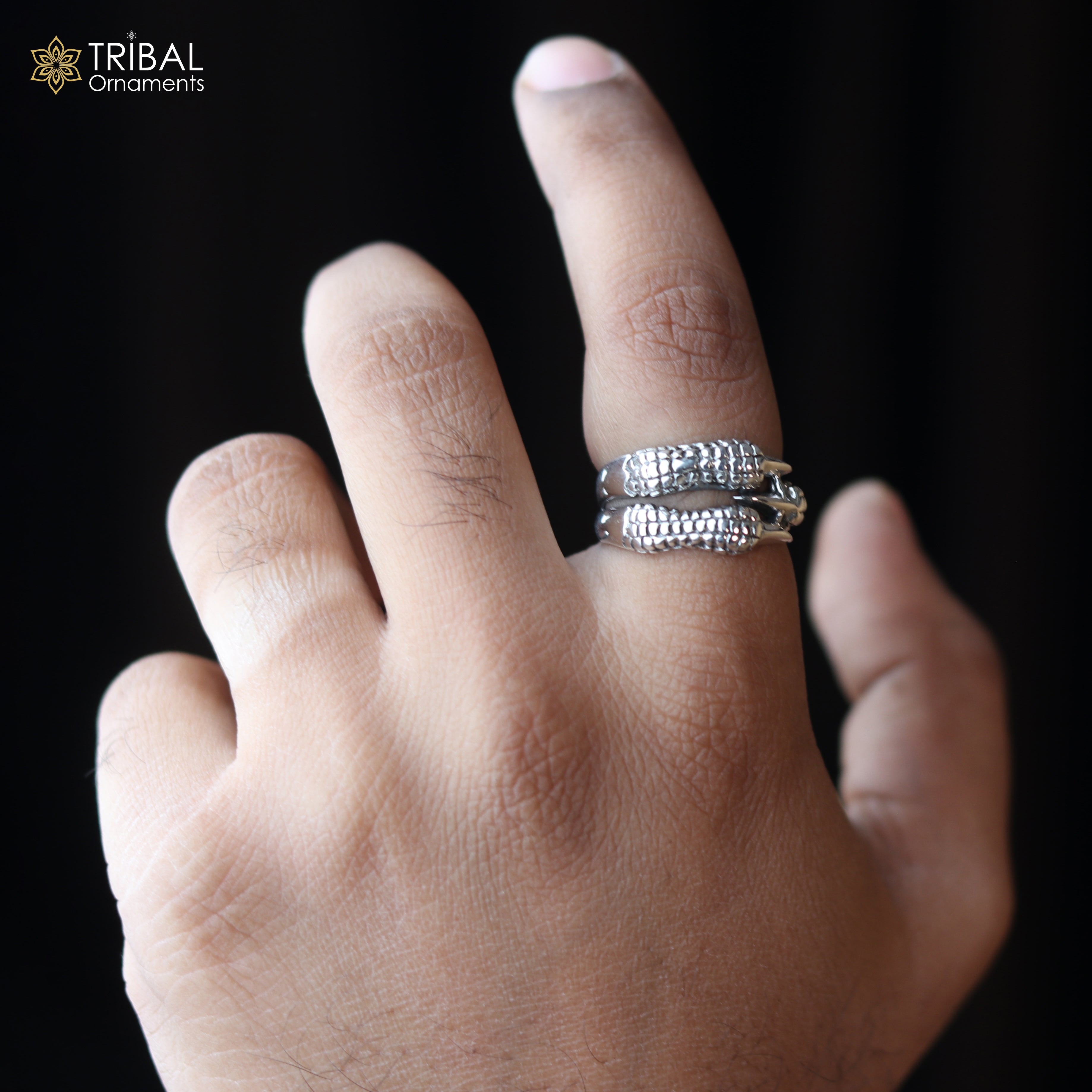 925 sterling silver heavy ethnic design ring men