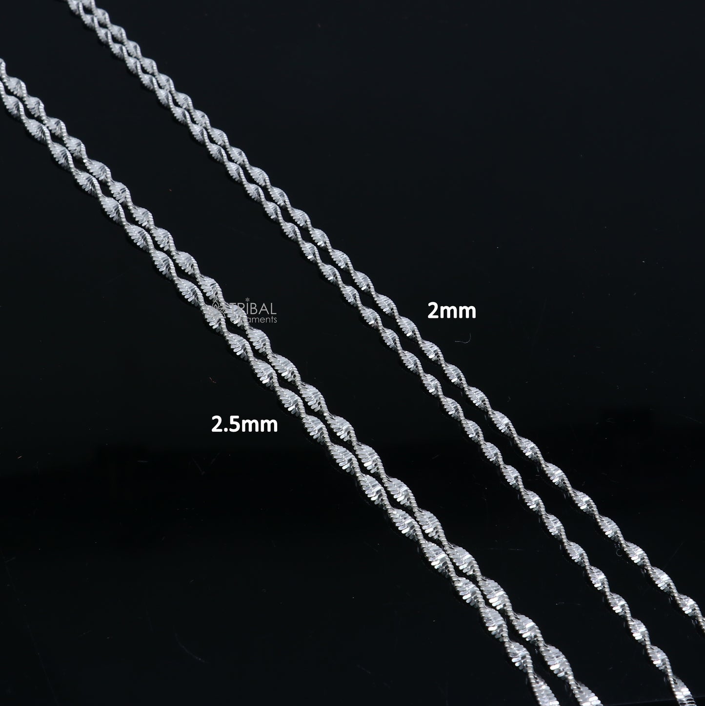 18"Inches 925 Sterling silver handmade twisting chain unisex gifting necklace jewelry ch603 - TRIBAL ORNAMENTS