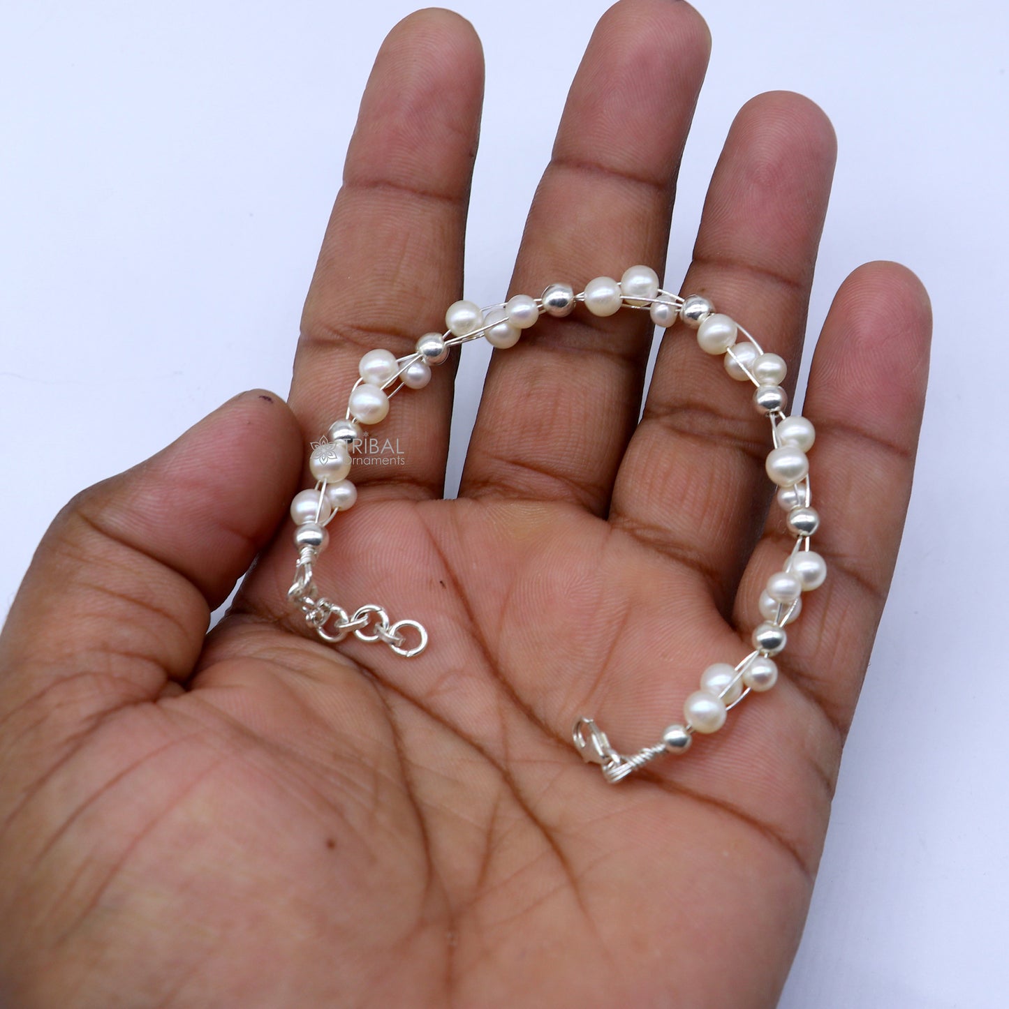 925 sterling silver handmade customized beaded bracelet, awesome natural pearl unisex bracelet gifting jewellery for girls sbr744 - TRIBAL ORNAMENTS