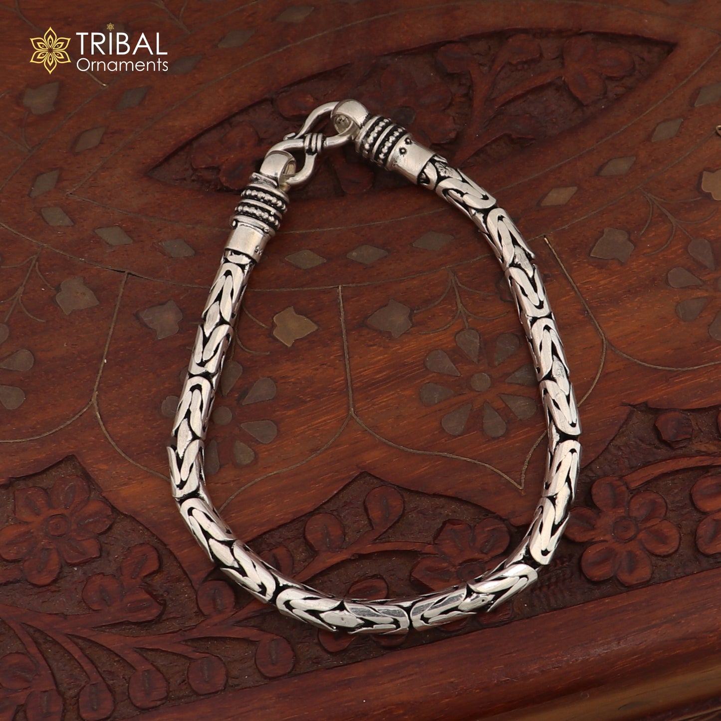 5mm solid men's vintage design 925 PURE silver handmade byzantine chain bracelet flexible bracelet unisex jewelry from india sbr730 - TRIBAL ORNAMENTS