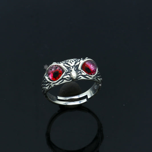 925 sterling silver red eyes Owl Ring ,Bird Ring , Bird Lover Jewelry sr714 - TRIBAL ORNAMENTS